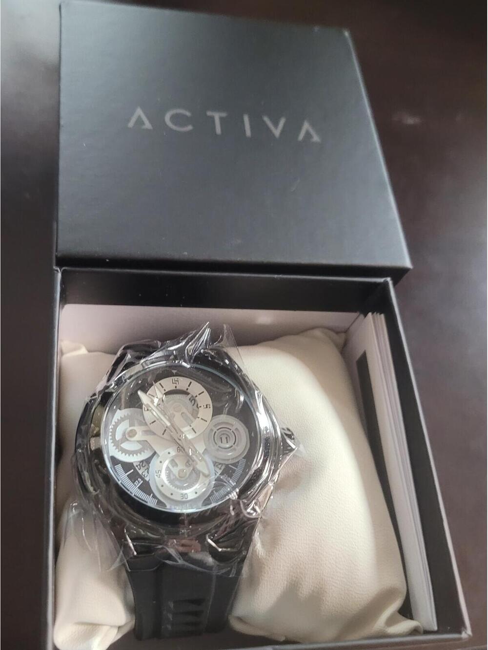 Activa Men's Black Analog Gear Design Watch
